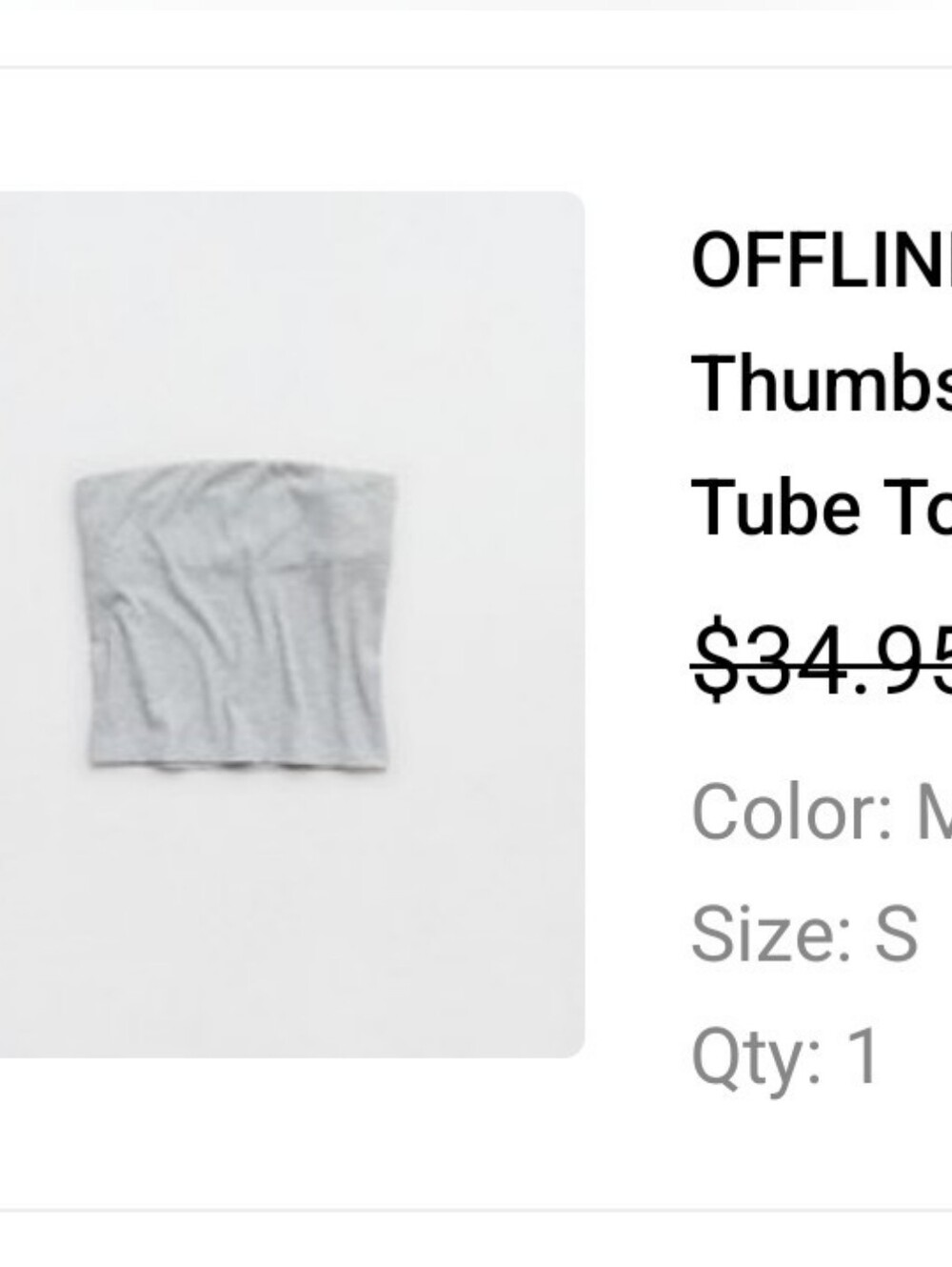 Offline By Aerie Thumbs Up Heathered Tube Top - Light Gray